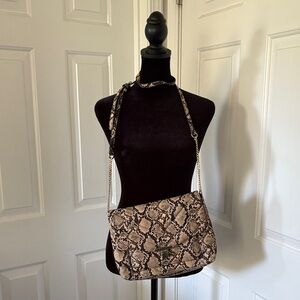 a new day Tan and Black Snake Print Crossbody Bag